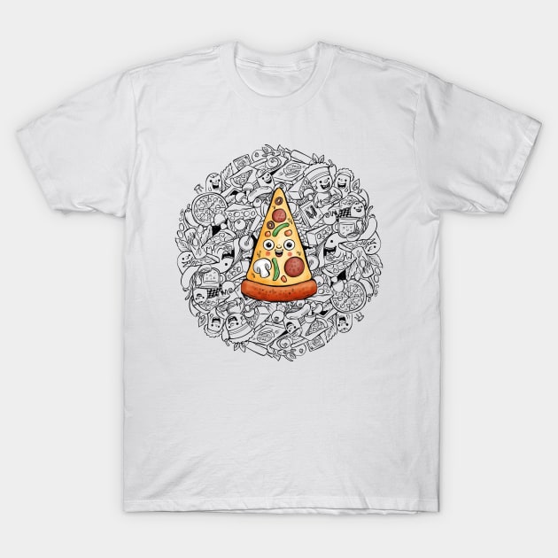 Pizza Doodle T-Shirt by salihgonenli